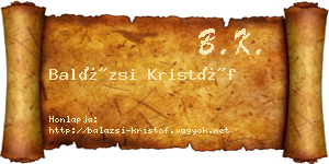 Balázsi Kristóf névjegykártya